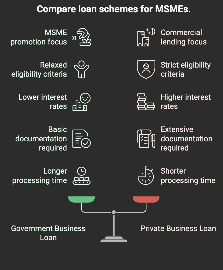 Key Difference Between Government MSME Loan Schemes and Private Business Loans